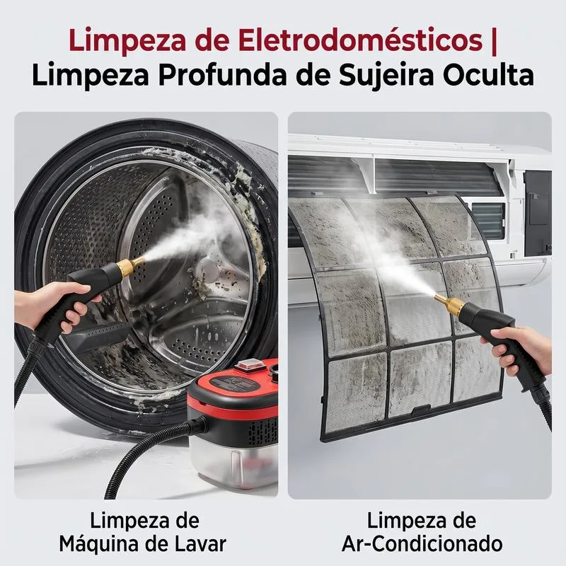 Limpeza profunda de eletrodomésticos: máquina de lavar e ar-condicionado