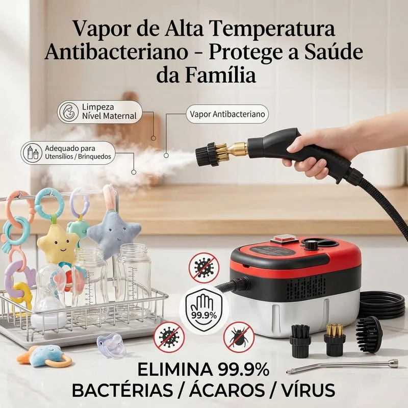 Vapor de alta temperatura antibacteriano elimina 99,9% de bactérias, ácaros e vírus